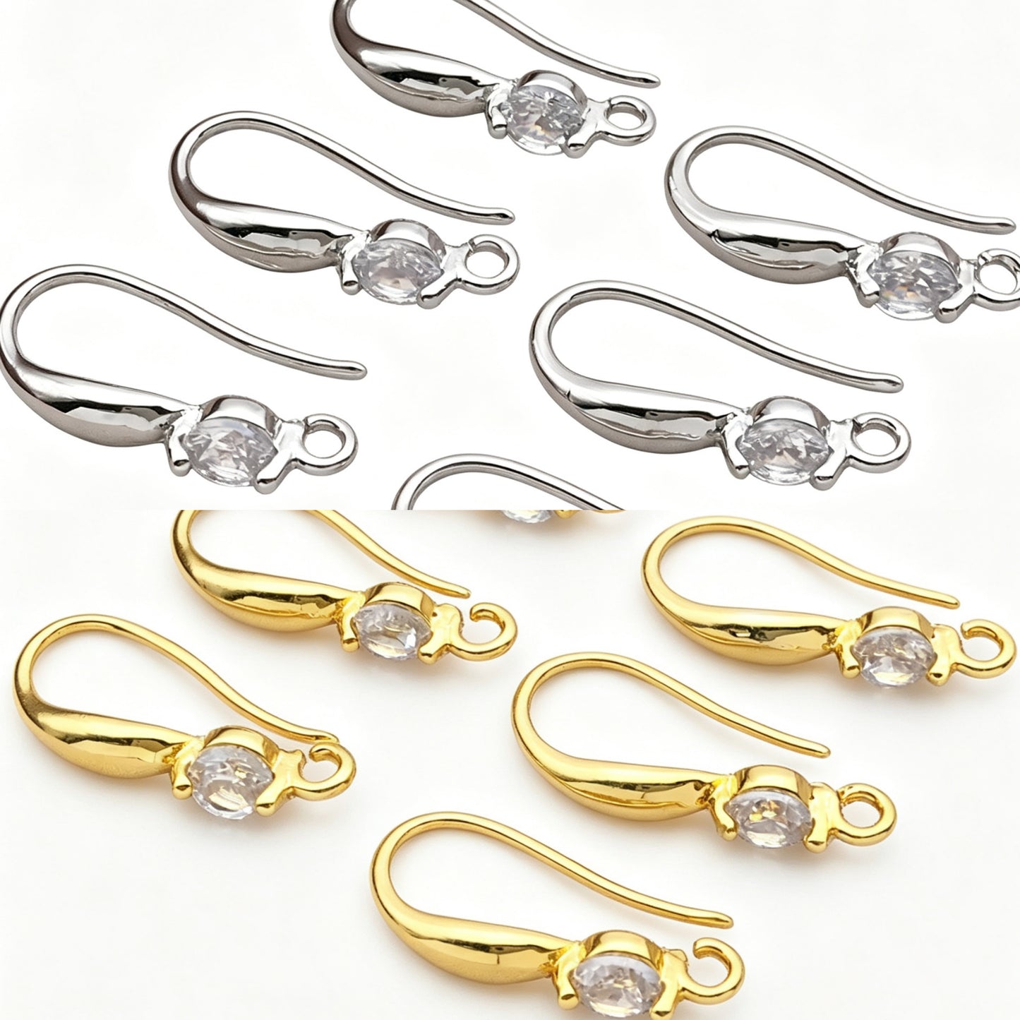 [PAIR] Ear-hook Diamond Gold & Sliver