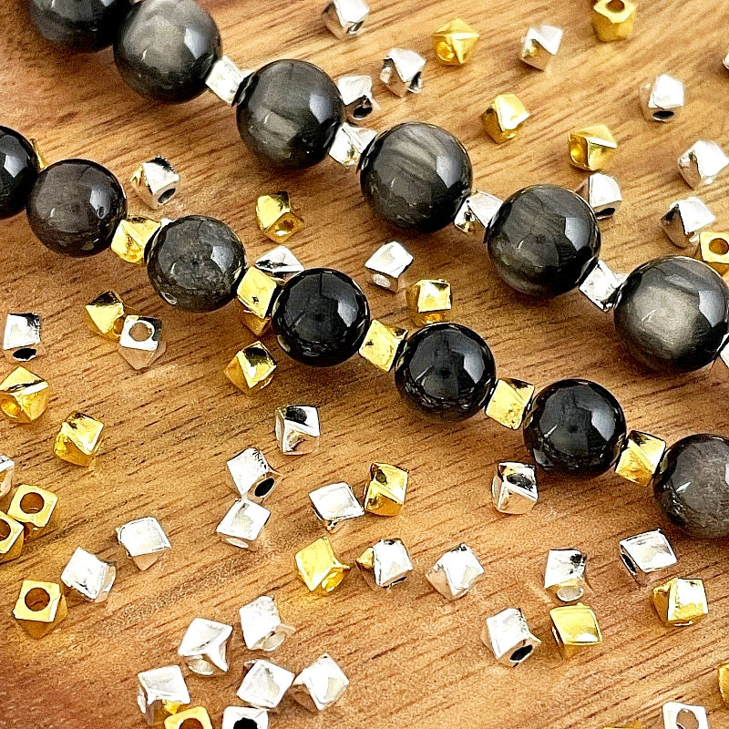 [023] Gold & Silver Cube Spacer