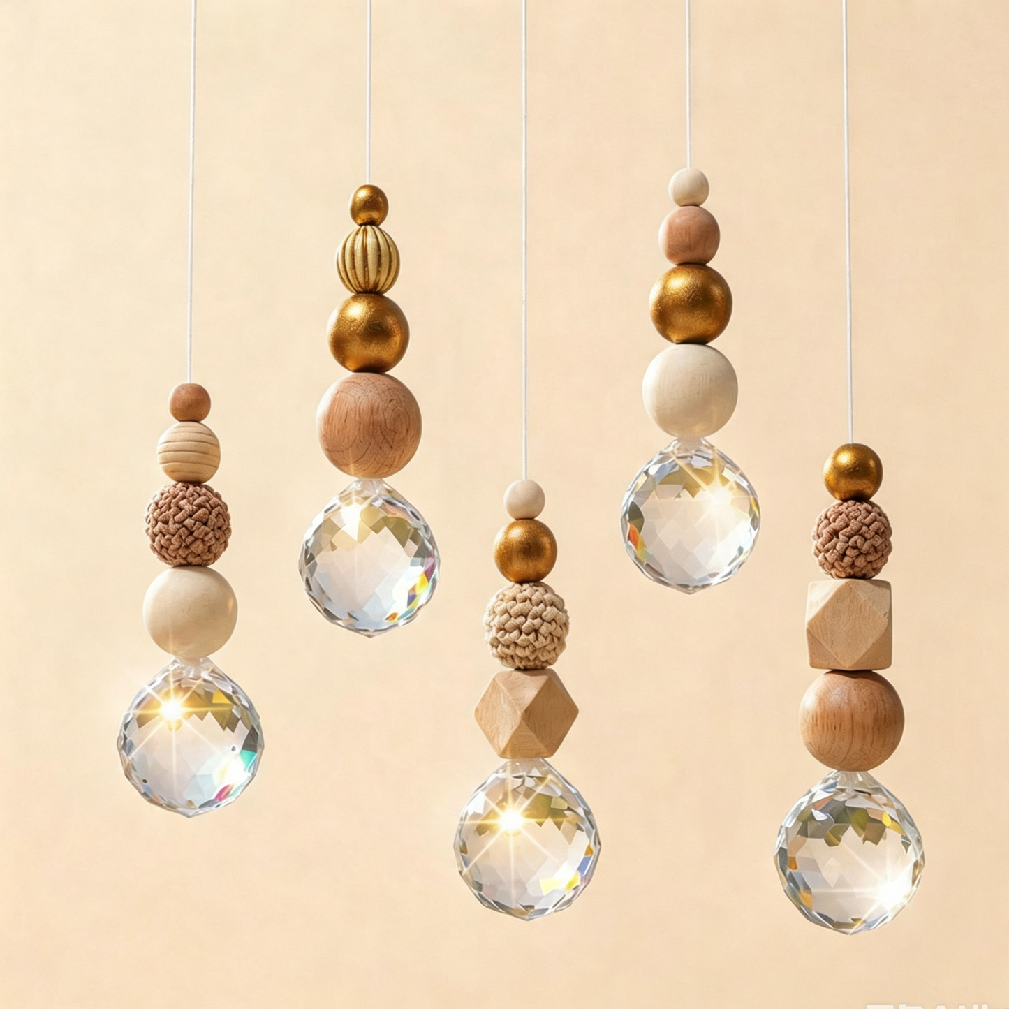 [146] Suncatcher Wood Bead Crystal
