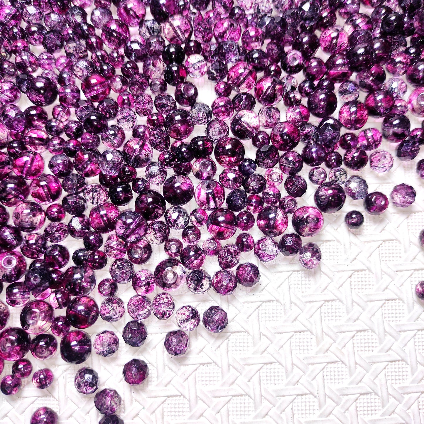 [245] Plum Crackle Glass&Crystal Mix 6-10mm