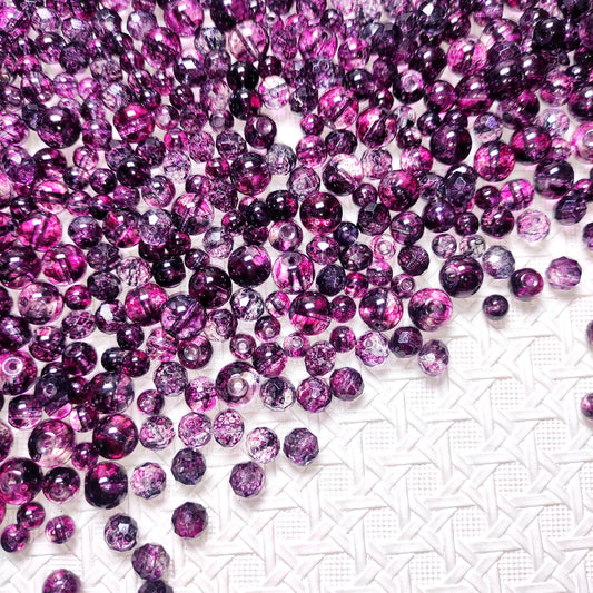 [245] Plum Crackle Glass&Crystal Mix 6-12mm
