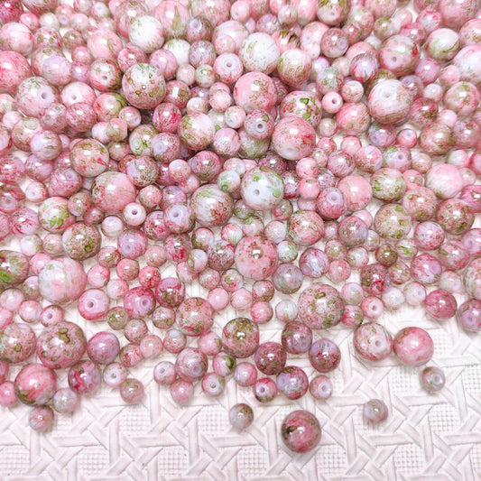 [270]  Glass oil painting pink 6-12mm