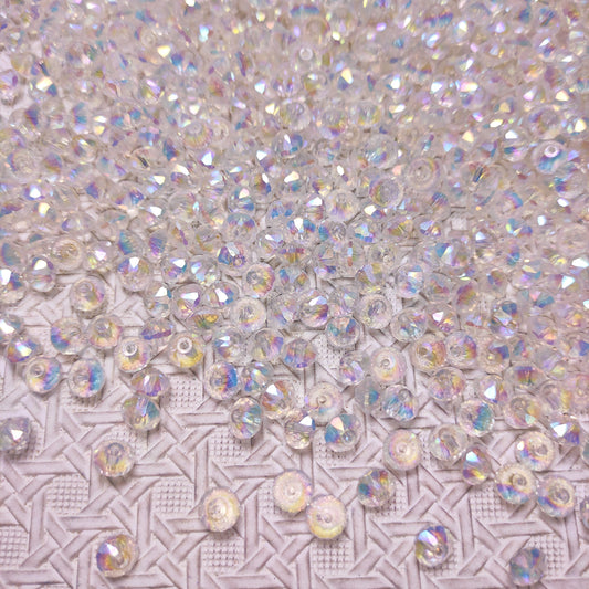 [300] Crystal AB White ufo shape  4*6mm