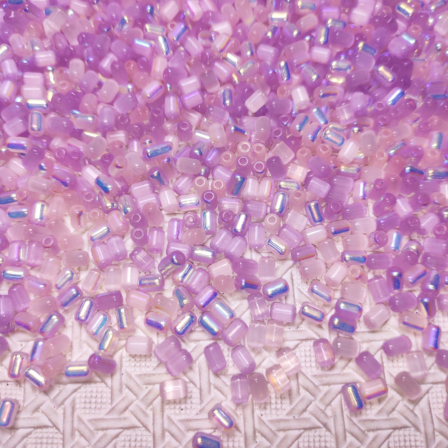 [294] Glass Aura Cat eye cylinder Mix 4*8mm