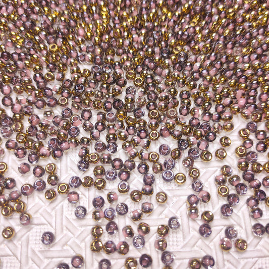 [316] Pink Gold Line Beads 4mm