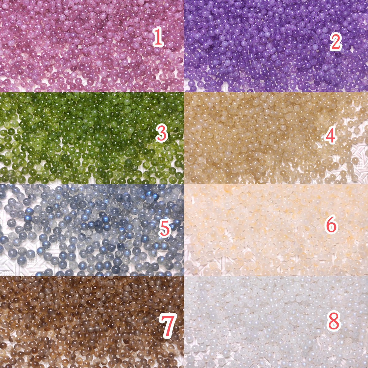 [129] Glass Round Beads 4mm 8colors / choose color in live