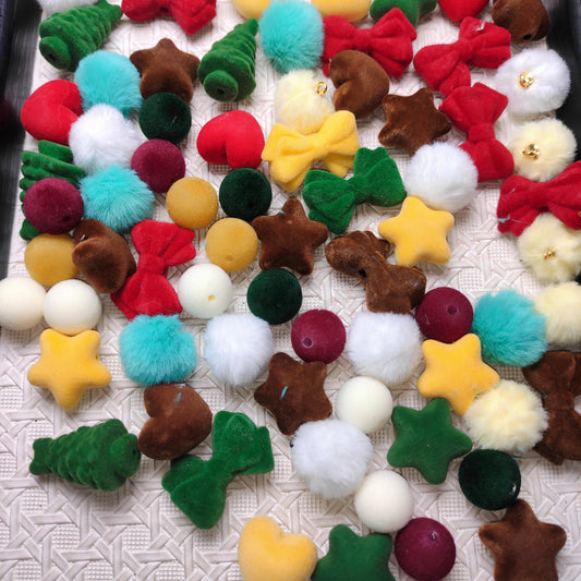 [050] Velvet Flocked Xmas Beads-BOGO