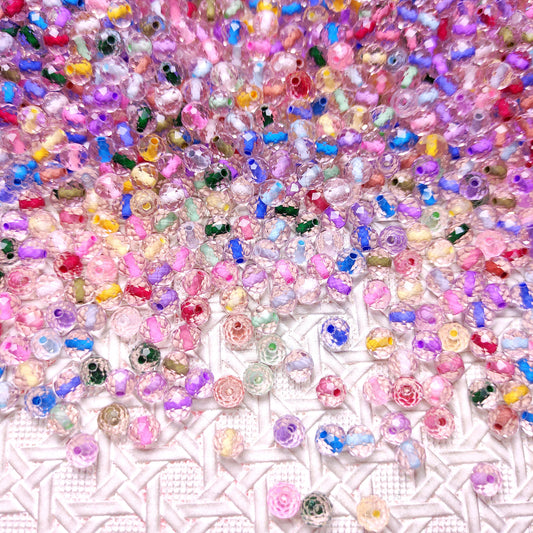 [047] Crystal Faceted Color-Lined Beads 6mm