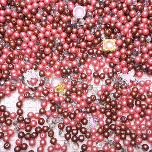 [275] Glass & Crystal Mocha Rose 6mm
