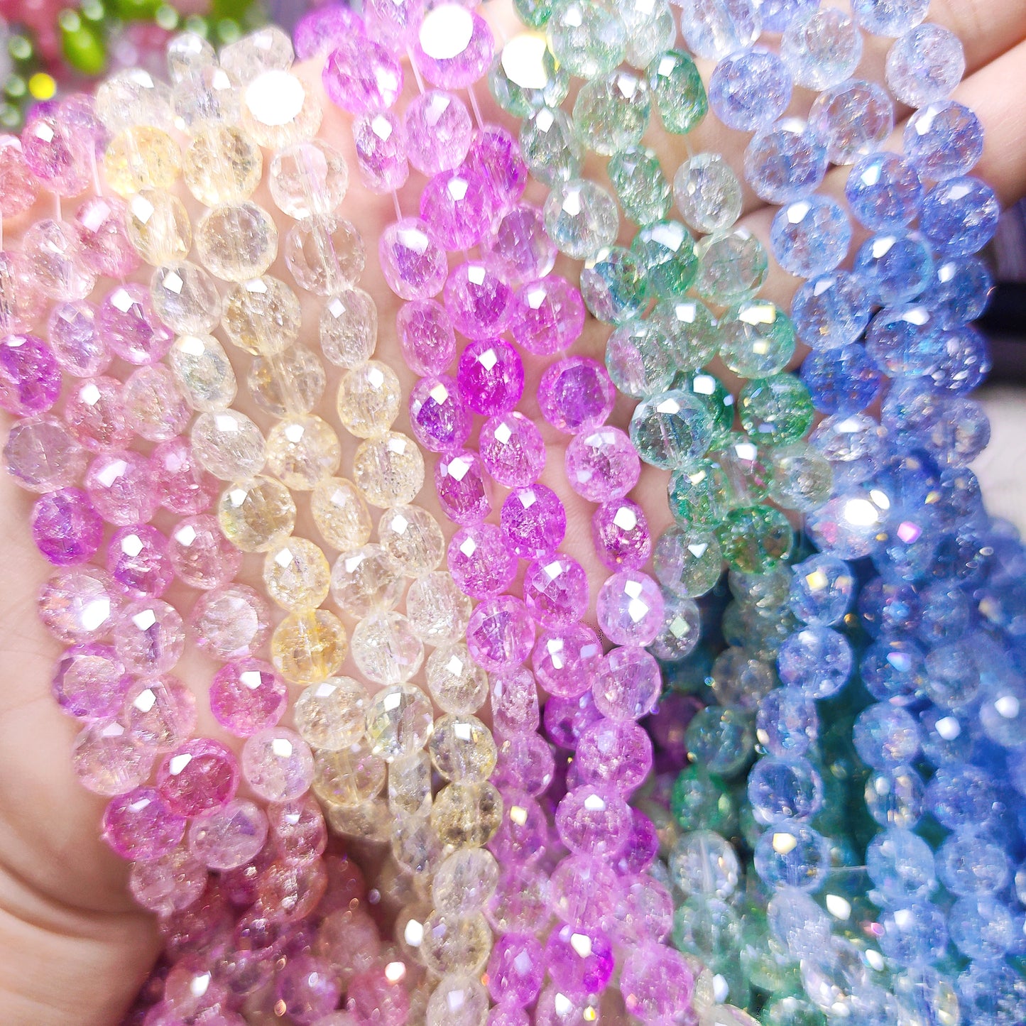 [349] Crystal Pancake Beads / String