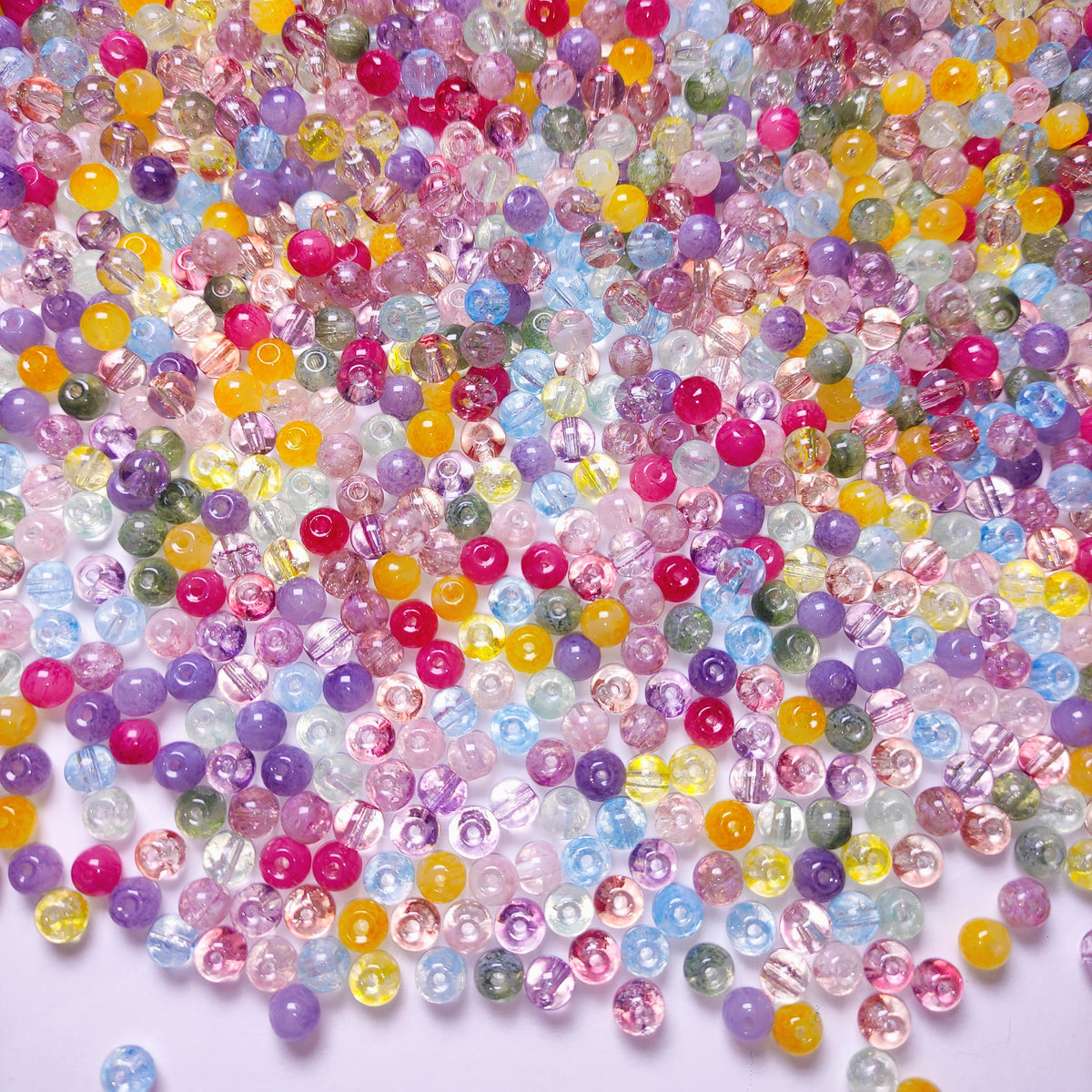 [359] Glass Rainbow Crackle Mix 6mm 12 colors