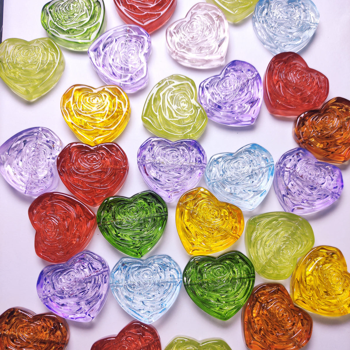 [361] Lampwork Glass Rose Heart 28*30mm 8 colors